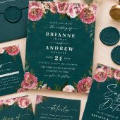 Bloeiende Chic Diep Turquoise Groene Bloemige Brui Menu