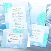 Ombre Blue, Blauwgroen en White Mandala Baby showe Kaart