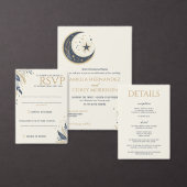 Blauw & Goud Celestial Voedselkeuzen RSVP Kaartje (Personaliseer de collectie van deze zelfstandige maker.)