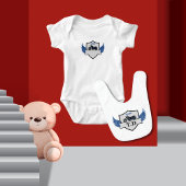 Motorrijwiel met blauw en grijs baby aankondiging