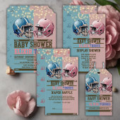 Blauw & Roze Amerikaanse Football Helm Baby shower Kaart