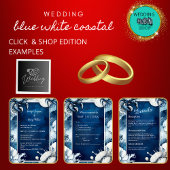 Blauw & Wit Kustvibe huwelijksprogramma & menu