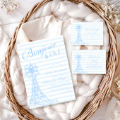 Blue Bow Bonjour Bebe Baby shower Note voor Baby Informatiekaartje