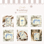 Blauwe Mediterrane Bow Citrus Stripe Wedding Kaart