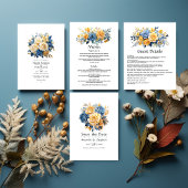 Blue and Gold Floral Wedding Save The Date