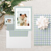 Blauw en Groen Gingham Retouradres Etiket
