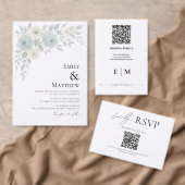 Blue and Ivory Floral Save The Date Aankondigingskaart (Personaliseer de collectie van deze zelfstandige maker.)