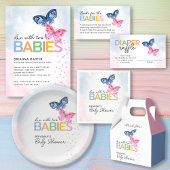 Roze en Blauwe Vlinders Twins Luier Raffle Informatiekaartje