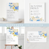 Boho Blue en White Hydrangeas Vrijgezellenfeest Folie Uitnodiging
