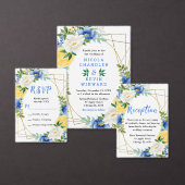 Blue and Yellow Floral Wedding Thank You Vierkante Sticker (Personaliseer de collectie van deze zelfstandige maker.)