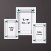 Blauwe Art Deco Design Bruiloft Programmakaart (Personaliseer de collectie van deze zelfstandige maker.)