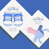 BLAUW TWEEMAAL BABY SHOWER MET VERPAKKING KAART