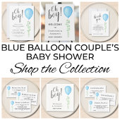 Budget Blue Balloon Couples Baby shower Invitation