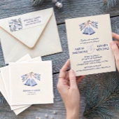 Blauw botanisch winter bruiloftceremonieprogramma
