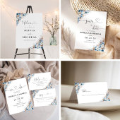 Blue Boho Floral We zijn verloofd Uitnodiging