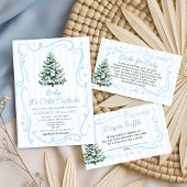 Blue Winter Christmas Tree Baby Shower Servet