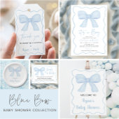Blue Bow Boy Coquette Baby shower Uitnodiging