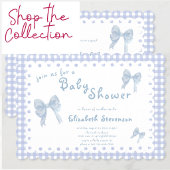Blauw Gingham Strik Retouradreslabel Etiket