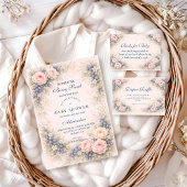 Blue Bow Blueberry Baby Shower Kaart