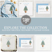 Blue Bow kerstboom vrolijk klein Baby shower Cadeaulabel