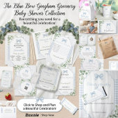 Blauwe Strik Gingham Baby Shower Save the Date