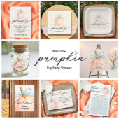 Blue Bow Little Pumpkin Baby shower Welkom Poster