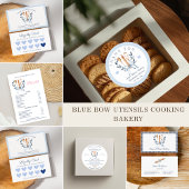 Elegant Blue Coquette Bow Utensils Bakery Visitekaartje