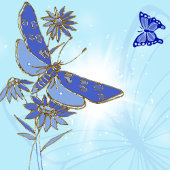 Blue Butterfly Birthday Invitation Kaart