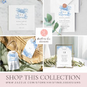 Chinoiserie Blue Floral Classic Wedding Monogram Wijn Etiket