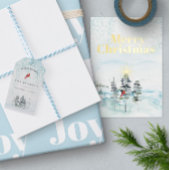Blauwe Vakantie Wrapping Papier Joy Typografie