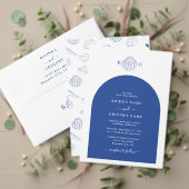 Blue Clam Seashells Wedding Order of Service Programma (Personaliseer deze collectie van deze onafhankelijke maker. Test)