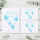 Blauw Gekleurd Vlinder Hart Ontwerp Bruiloft Servet (Personaliseer de collectie van deze zelfstandige maker.)