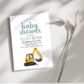 Boys Cute Blue Construction Mixer en Naam Romper