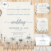 Blauwe Cornflowers & Wheat Field Cream Wedding Bedankdoosjes