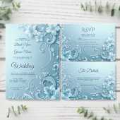Blue Decorative Floral Save the Date (Personaliseer de collectie van deze zelfstandige maker.)
