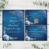 Blue Elegant floral summer wedding seating chart  Poster (Personaliseer de collectie van deze zelfstandige maker.)