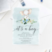 Blue Elephant Book Request Baby shower Card Informatiekaartje
