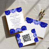 Blue Floral verlovingsfeest Kaart
