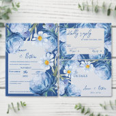Elegante Blauwe Bloemen Trouwscript Antwoord (Personaliseer de collectie van deze zelfstandige maker.)