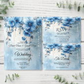 Blue Flowers and Pearls Save the Date (Personaliseer de collectie van deze zelfstandige maker.)