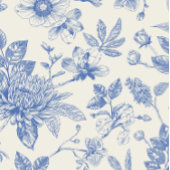 Rich Blue French Floral Toile Bloemen Uitnodiging