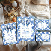 Blue Gingham en Bow Kaart
