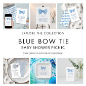Blue Gingham Bow Stropdas Welkom Baby shower Picni Poster
