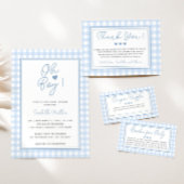 Blue Gingham Boy Baby shower Luier Raffle Kaart