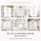 Mooie Blauwe Gingham Strik Welkom Baby Borrel Poster