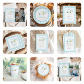 Blue Gingham Golf Boy 1e verjaardag Papieren Bordje