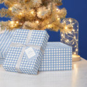 Blue Gingham Kerstfoto Feestdagenkaart (Personaliseer de collectie van deze zelfstandige maker.)