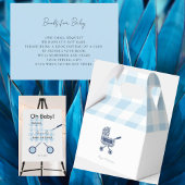 Blue Gingham Baby Predictions II Uitnodiging