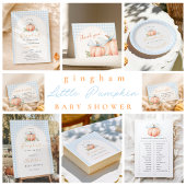 Kleine Pompoen Blauwe Gingham Bedankkaart