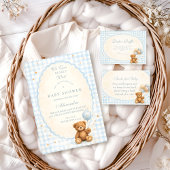 Blue Gingham Teddy Bear Baby Shower Servet